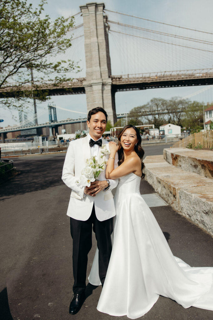 Couple portraits at The River Café wedding in NYC