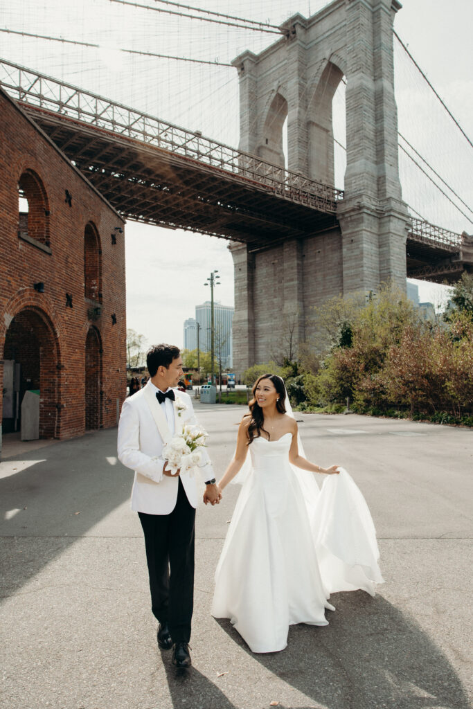 Couple portraits at The River Café wedding in NYC