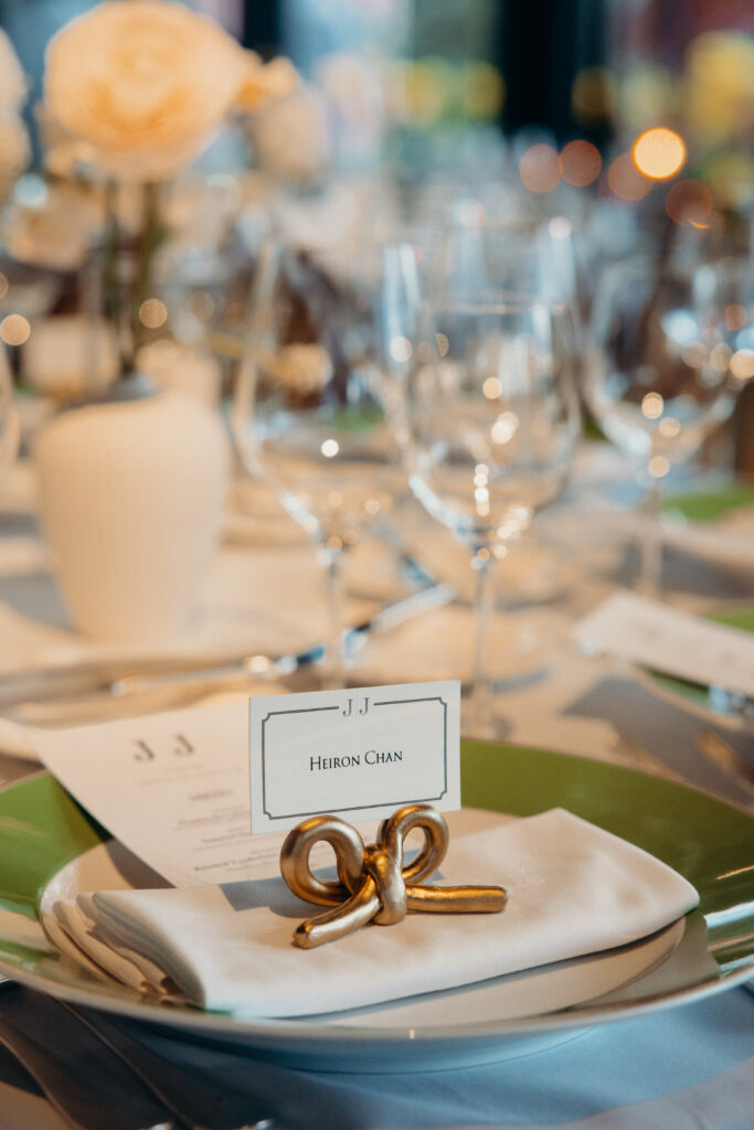 NYC wedding photographer captures evening reception at The River Café NYC