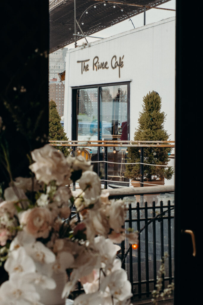 NYC wedding photographer captures evening reception at The River Café NYC