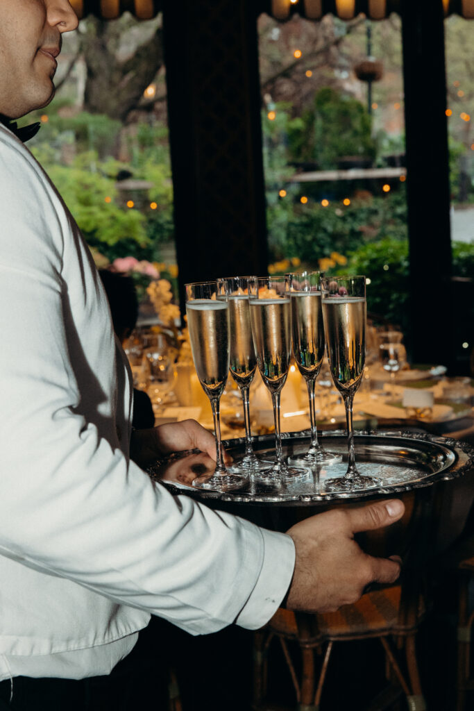 NYC wedding photographer captures evening reception at The River Café NYC