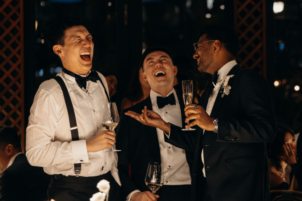 NYC wedding photographer captures evening reception at The River Café NYC