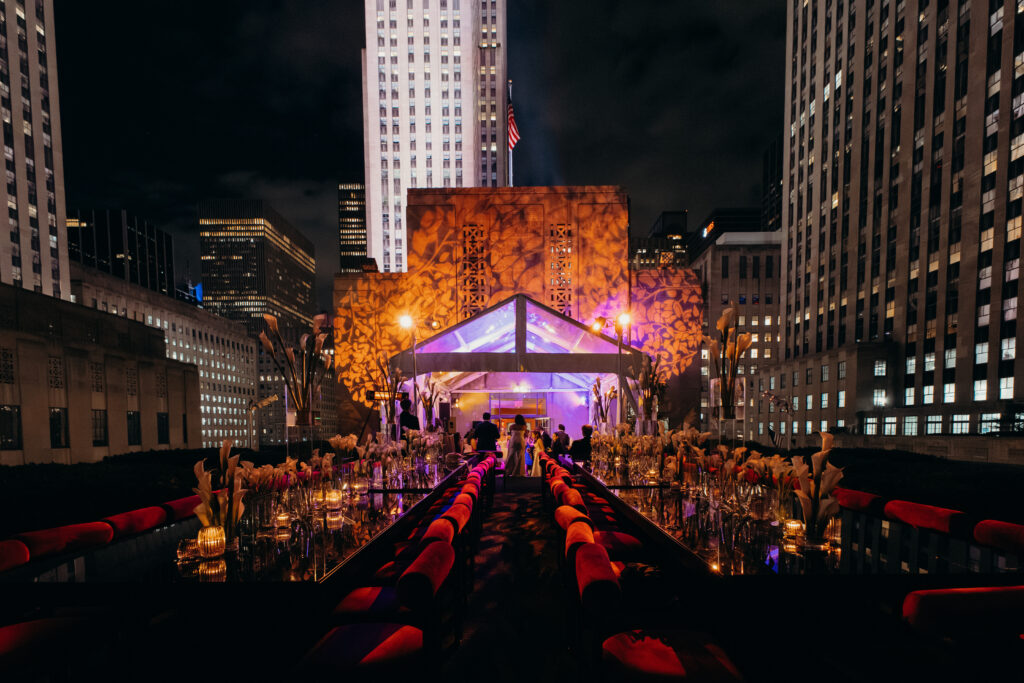 NYC wedding photographer captures evening reception at 620 Loft & Garden