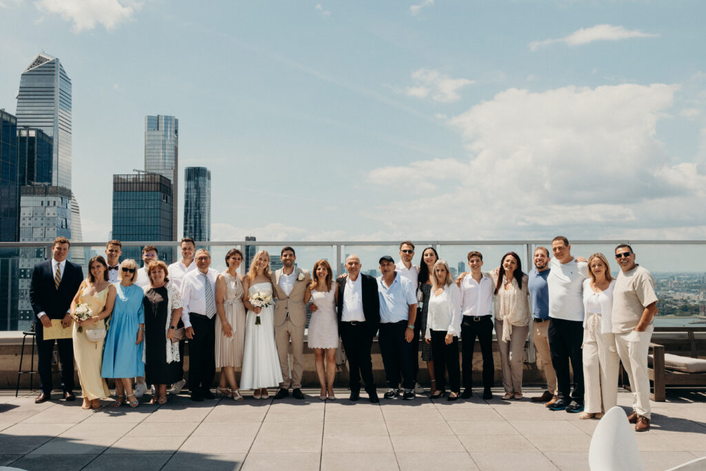 Family photo during elopement at NYC City Hall