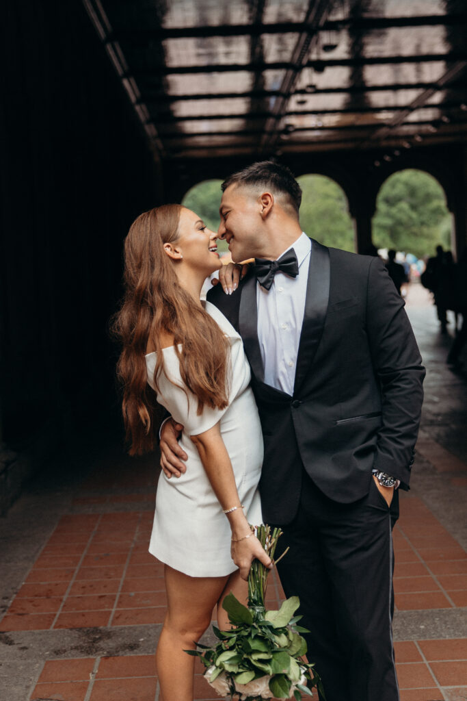 Couple photographed at central park by nyc elopement photographer