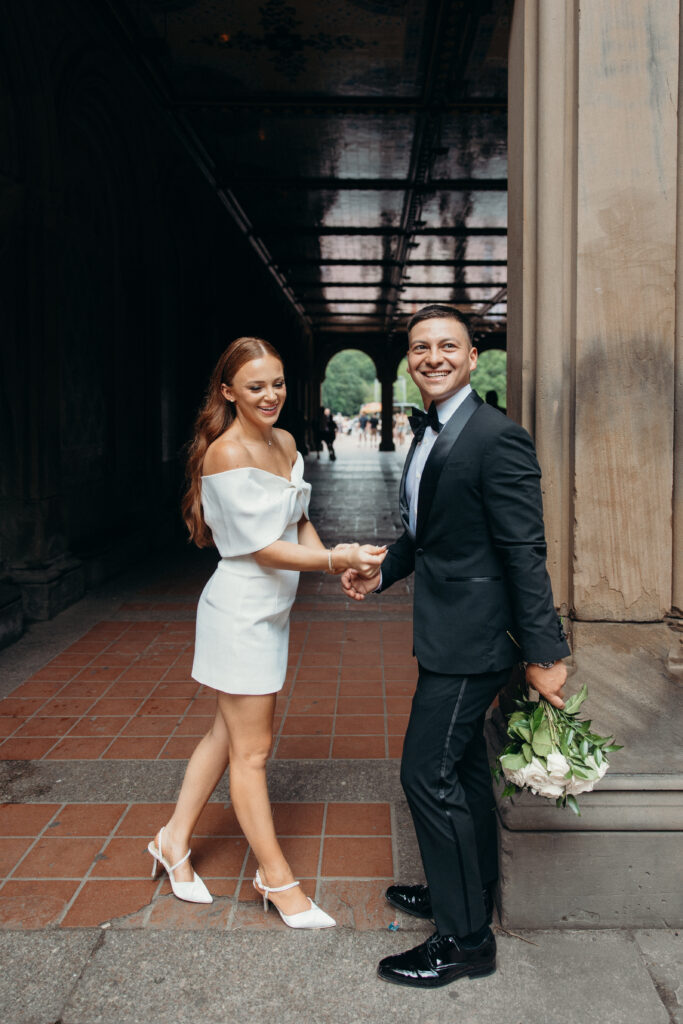 Couple photographed at central park by nyc elopement photographer