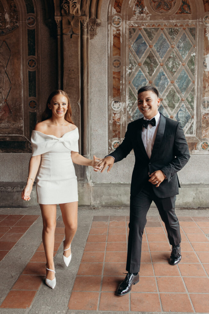 Couple photographed at central park by nyc elopement photographer