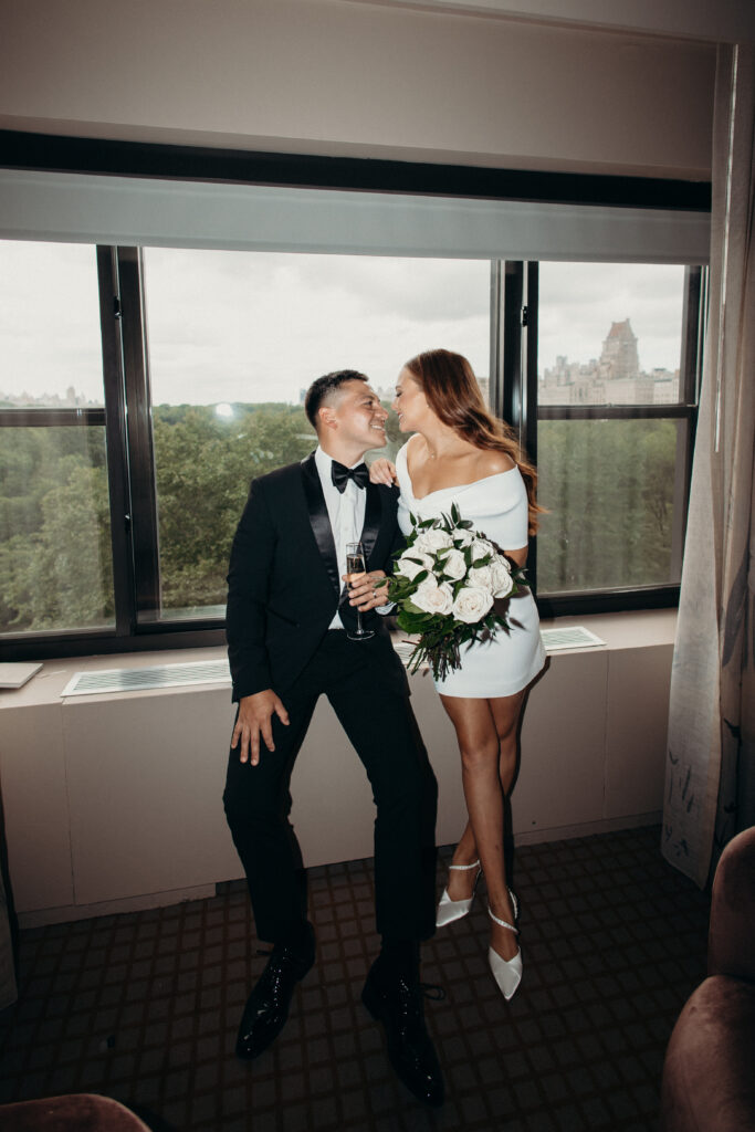 Couple photographed at central park by nyc elopement photographer