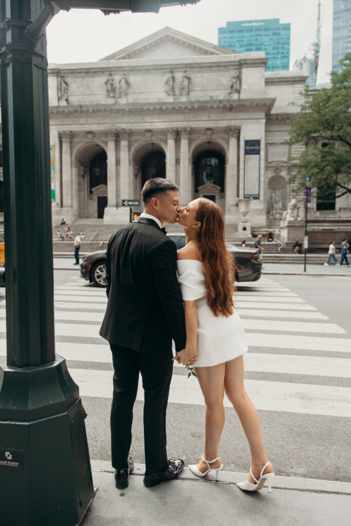 Couple photographed at central park by nyc elopement photographer