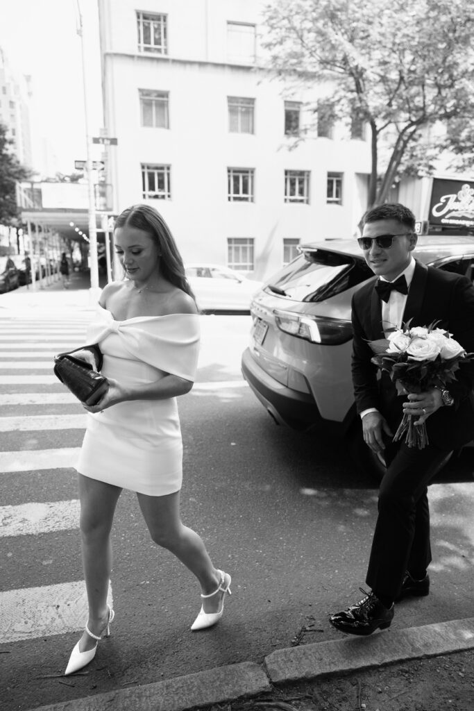Couple photographed at central park by nyc elopement photographer