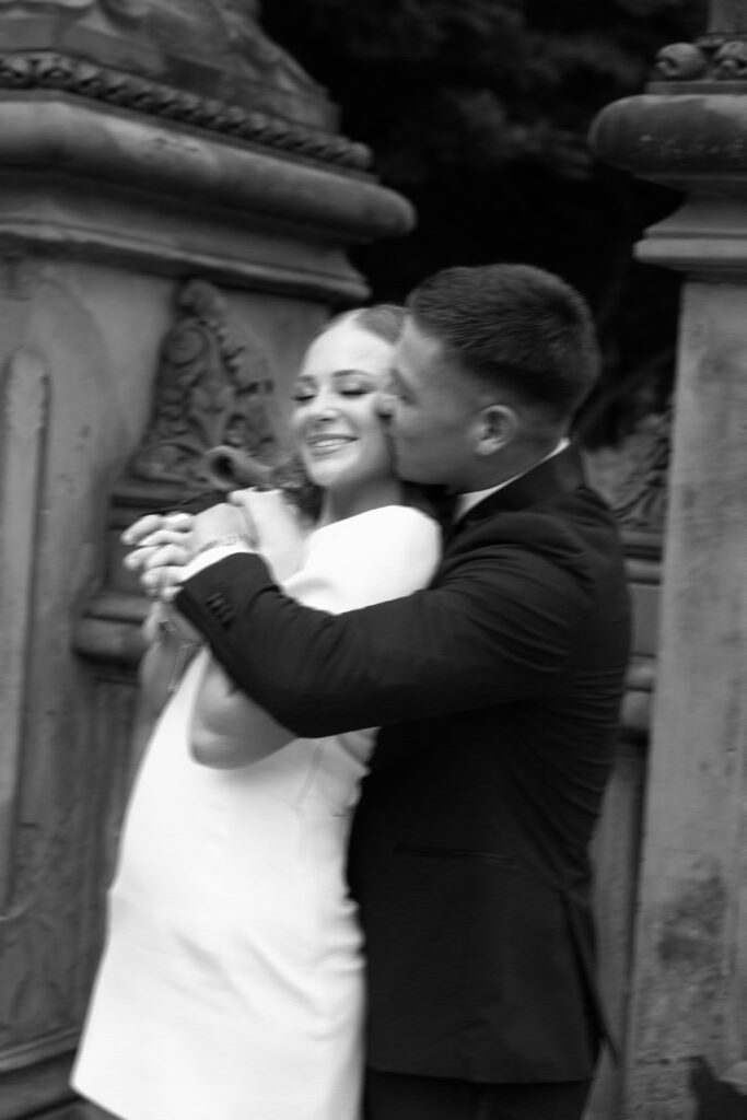 Couple photographed at central park by nyc elopement photographer