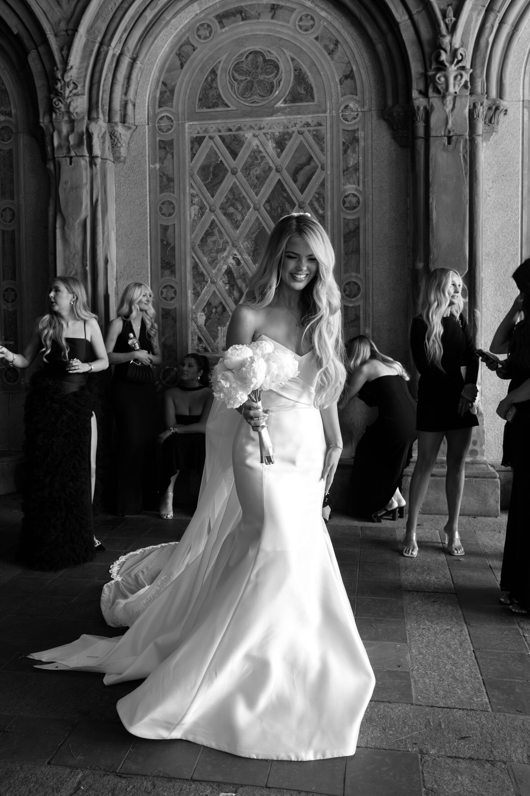 NYC elopement photographer captures the bride during their Central Park elopement.