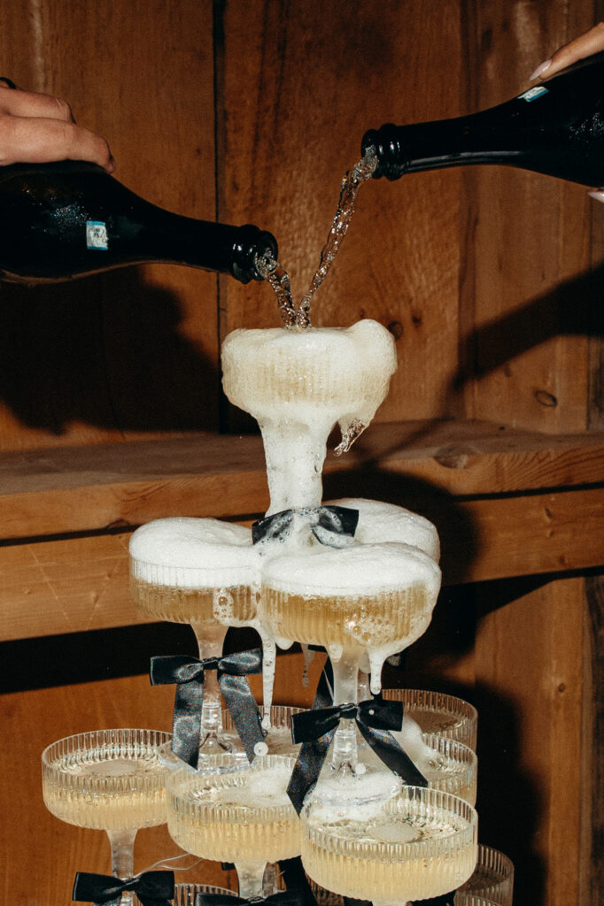 Champagne tower at Stonewall Estate wedding