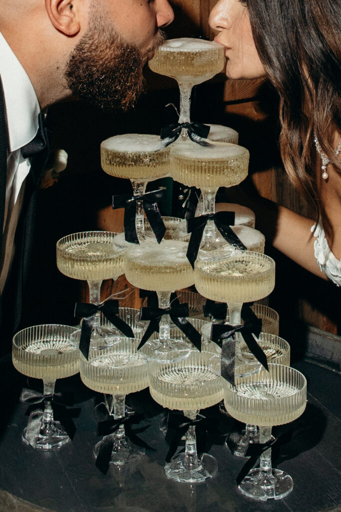Champagne tower at Stonewall Estate wedding