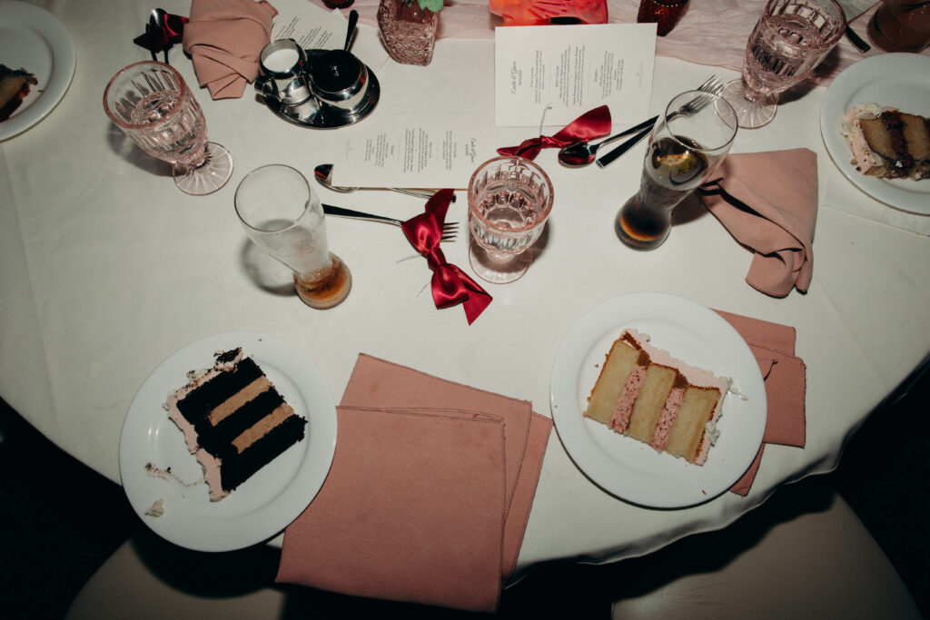 Cake cutting at Mountainville Manor wedding