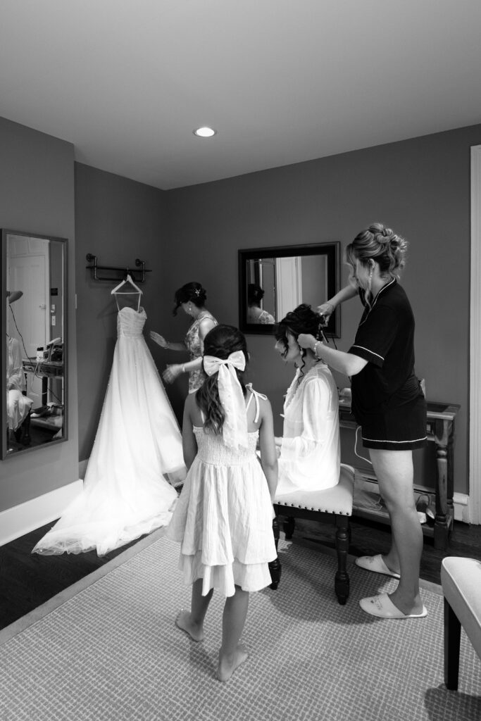 Bride getting ready at Mountainville Manor
