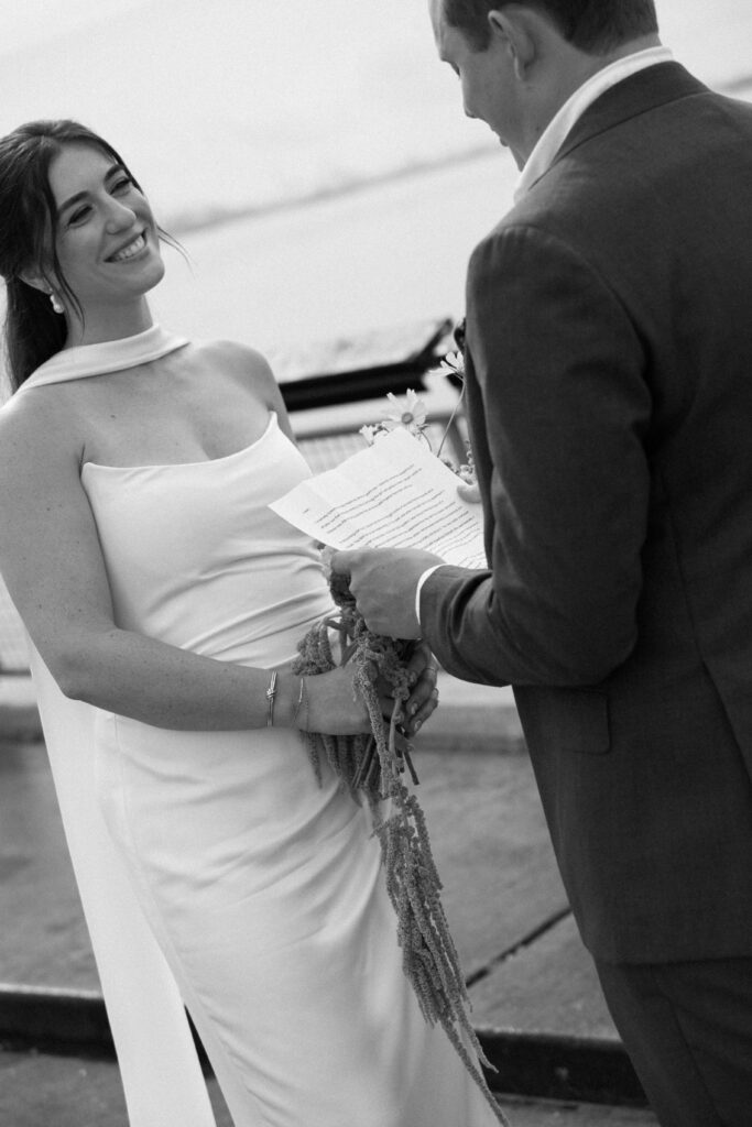 NYC couple exchange vows during their Red Hook elopement ceremony in Brooklyn