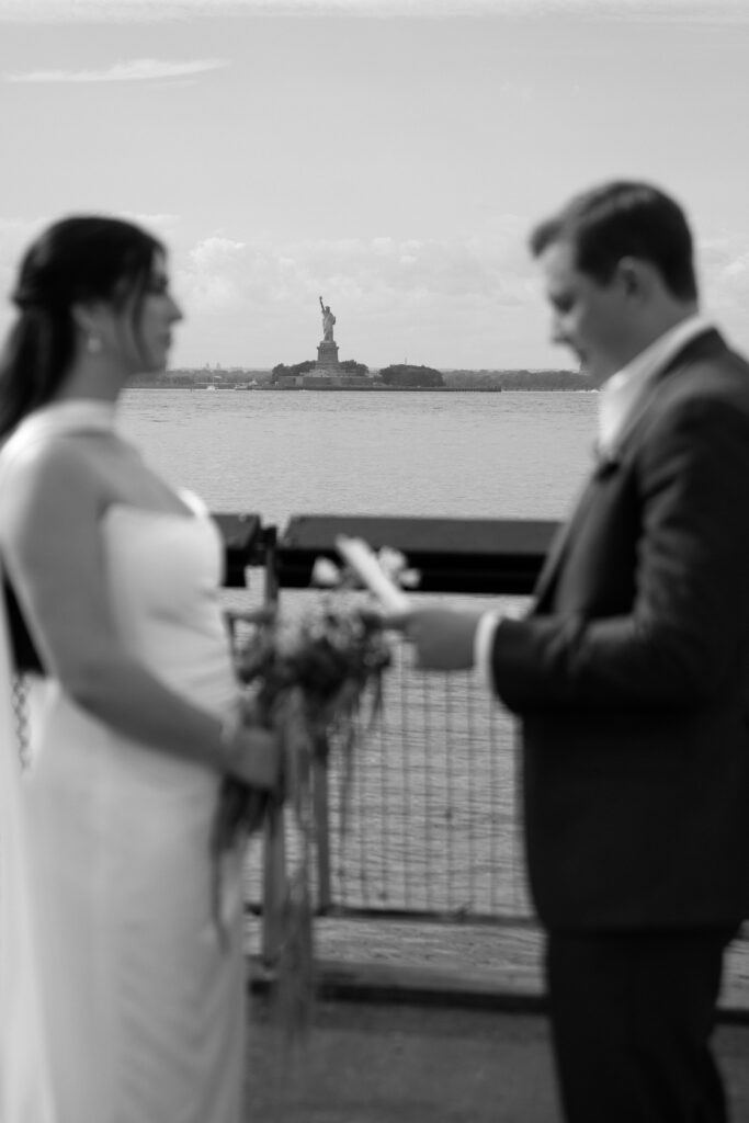 NYC couple exchange vows during their Red Hook elopement ceremony in Brooklyn