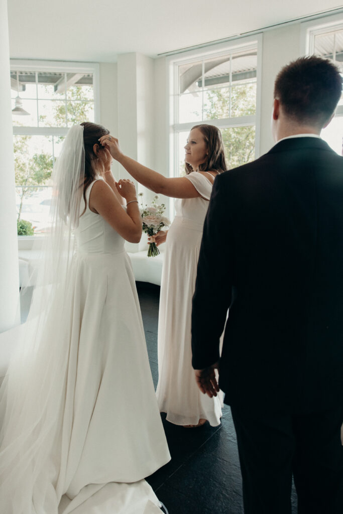 Couple first look and portraits at a Maritime Parc wedding