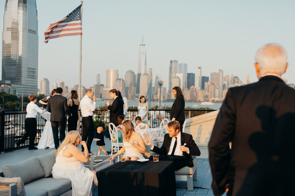Guests interacting during cocktail hour at a Maritime Parc wedding