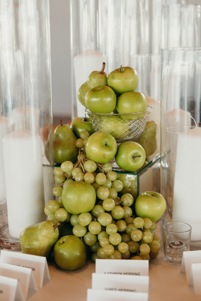 Fruit display during the cocktail hour at Maritime Parc wedding