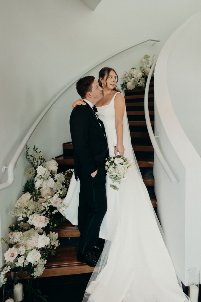 Couple first look and portraits at a Maritime Parc wedding