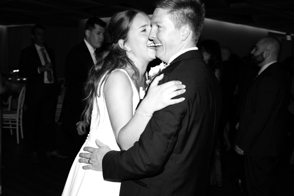 Couple dancing during the evening wedding reception at Maritime Parc
