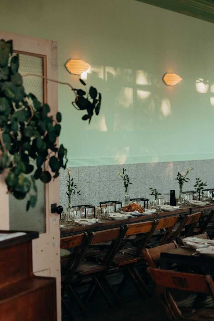 Table setup at the Radio Star wedding reception