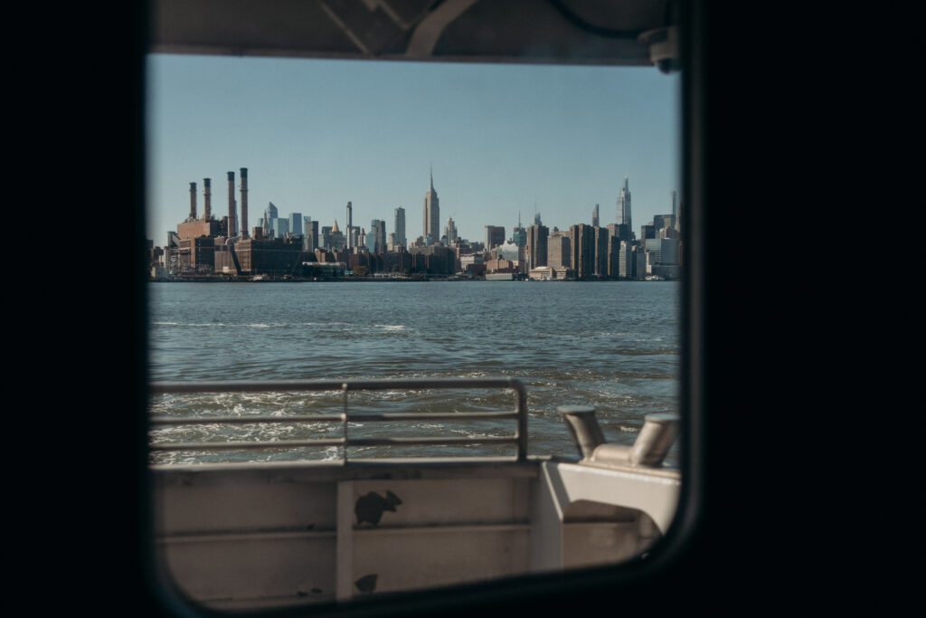 Ferry traveling from Seaport to Greenpoint for a Radio Star wedding