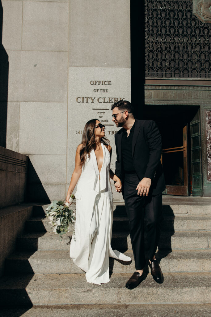 Nyc city hall elopement photoshoot by Brooklyn elopement photographer