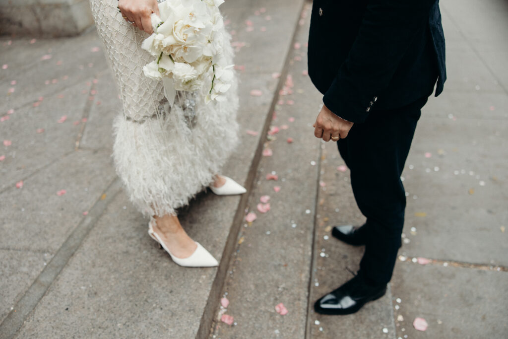 NYC couple standing during elopement at NYC City Hall