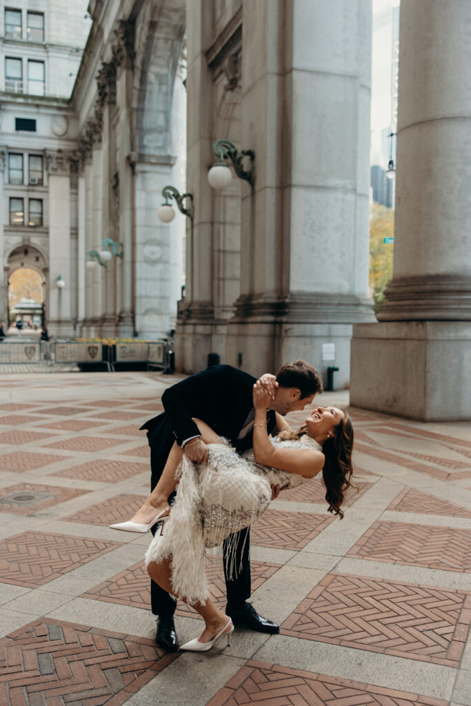 Nyc city hall elopement photoshoot by Brooklyn elopement photographer