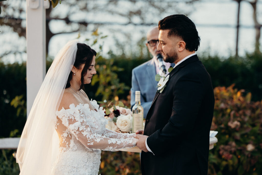 Sunset wedding ceremony at Sea Cliff Manor