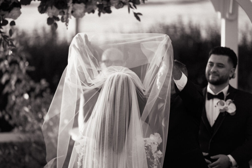 Sunset wedding ceremony at Sea Cliff Manor