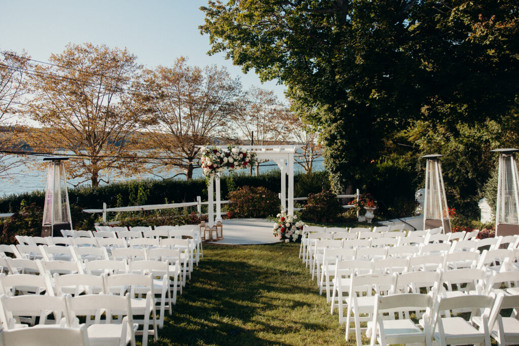 Sunset wedding ceremony at Sea Cliff Manor