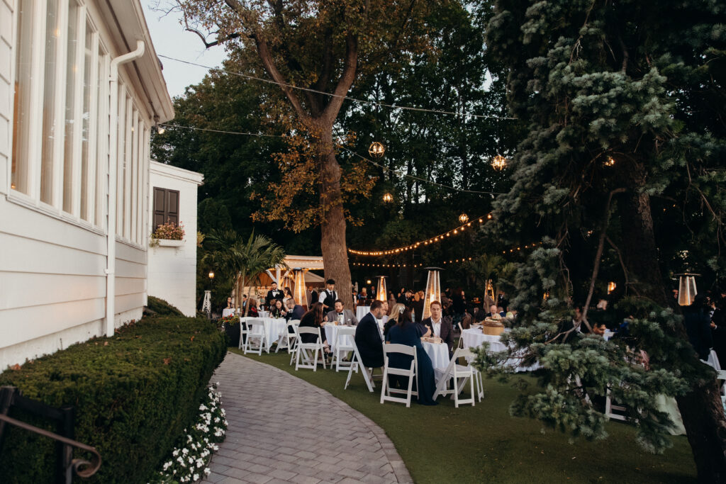 Cocktail hour set-up at Sea Cliff Manor wedding