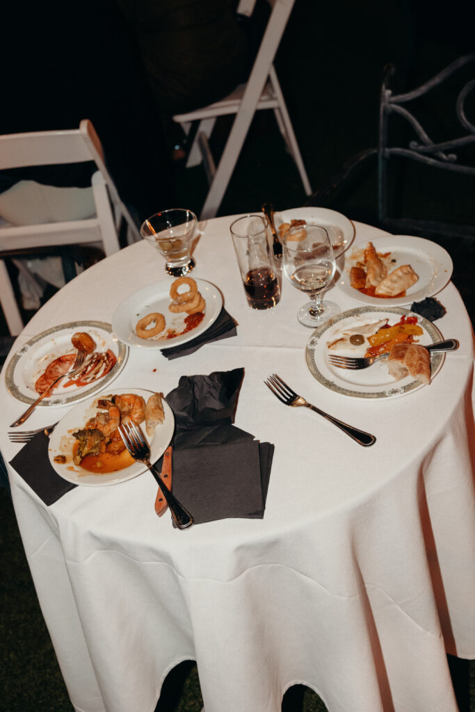 Table set-up at Sea Cliff Manor wedding reception