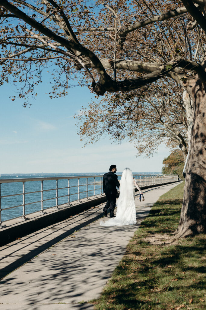 Couple portraits at Sea Cliff Manor wedding by New York wedding photographer