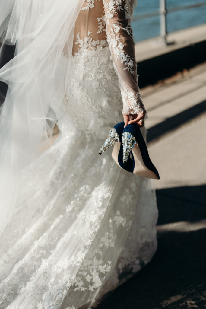 Bridal shoes at Sea Cliff Manor wedding