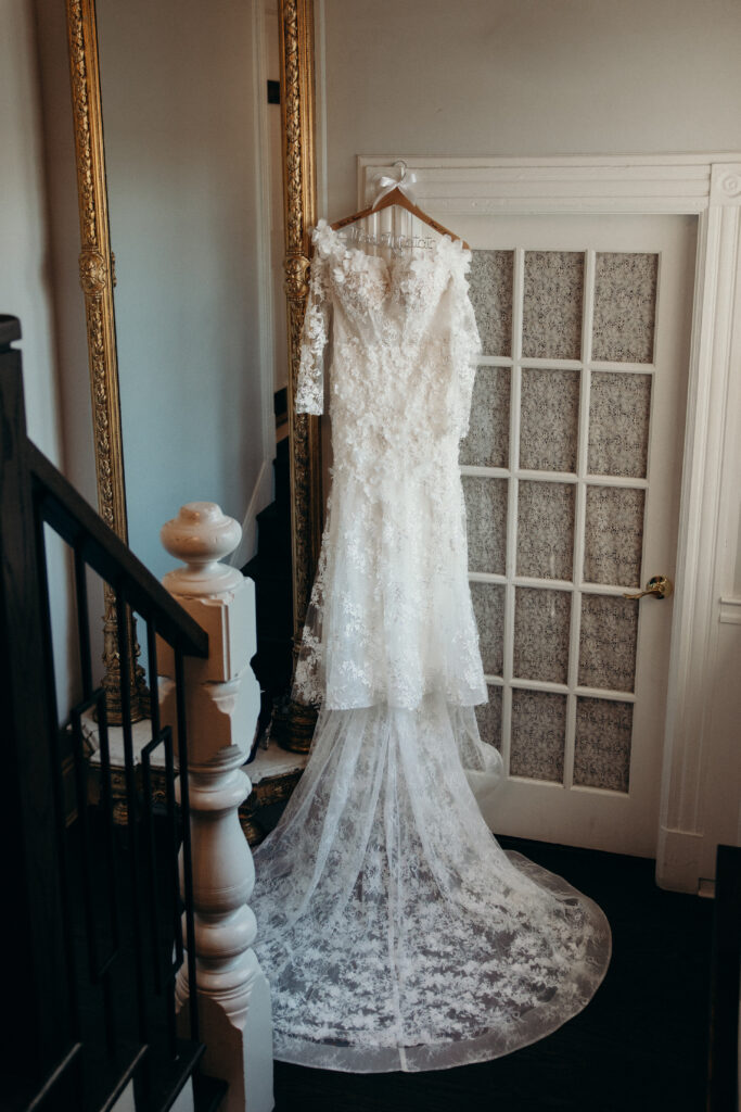 Wedding dress at Sea Cliff Manor new york