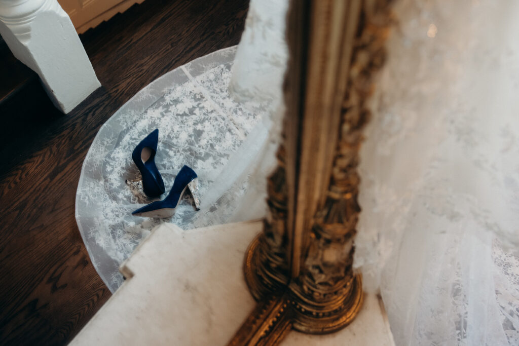 Bridal shoes at Sea Cliff Manor wedding