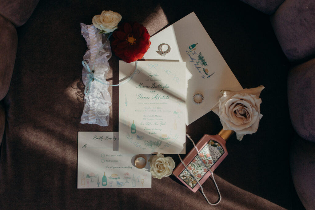 Wedding invitation at Sea Cliff Manor wedding