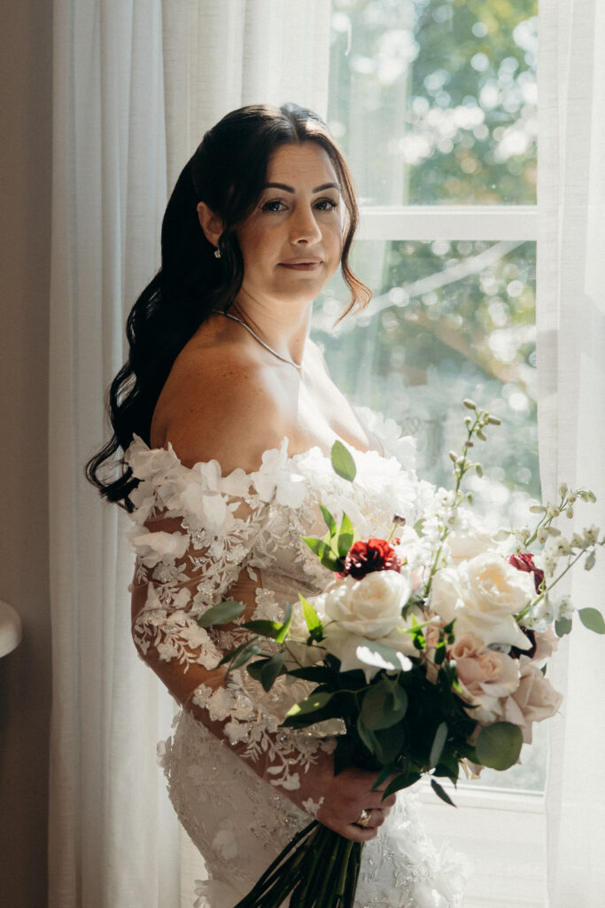 Bridal portraits at Sea Cliff Manor by New York wedding photographer