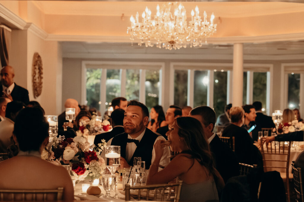 Table set-up at Sea Cliff Manor wedding reception