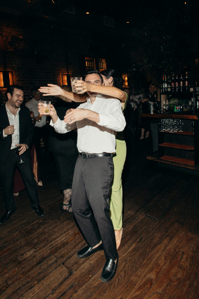 Wedding guests celebrating at Aurora Williamsburg