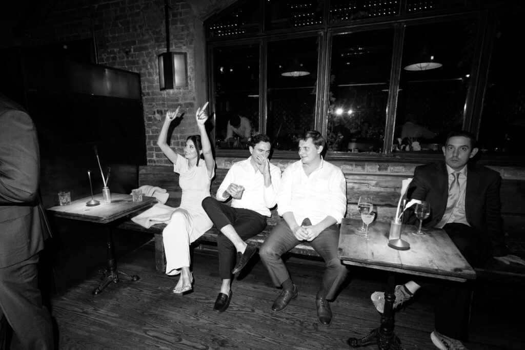 Wedding guests celebrating at Aurora Williamsburg