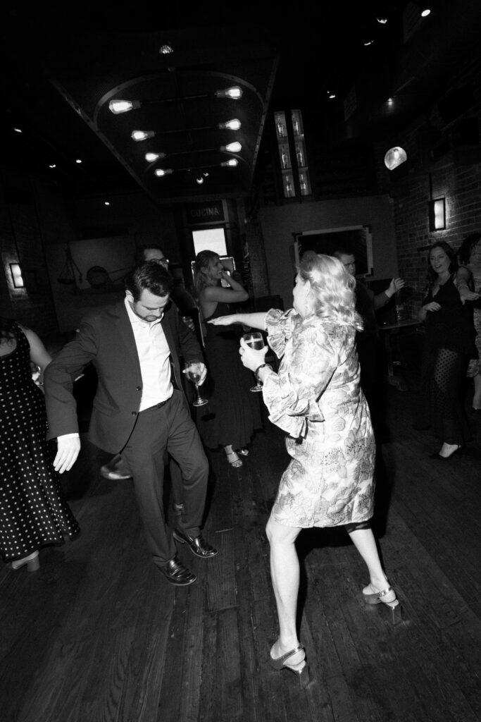 Wedding guests dancing at Aurora Williamsburg