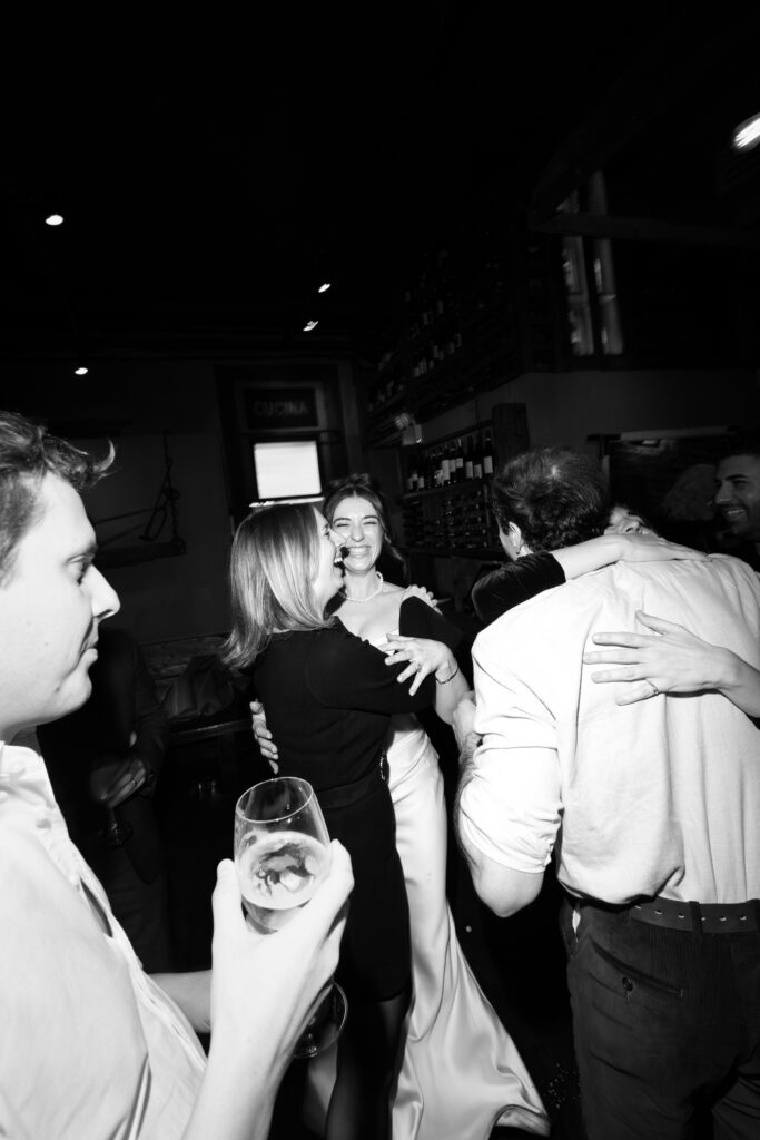 Couple and guests dancing at the wedding celebration at Aurora Williamsburg