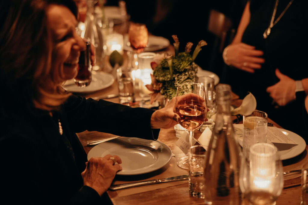 People having dinner at the wedding celebration at Aurora Williamsburg