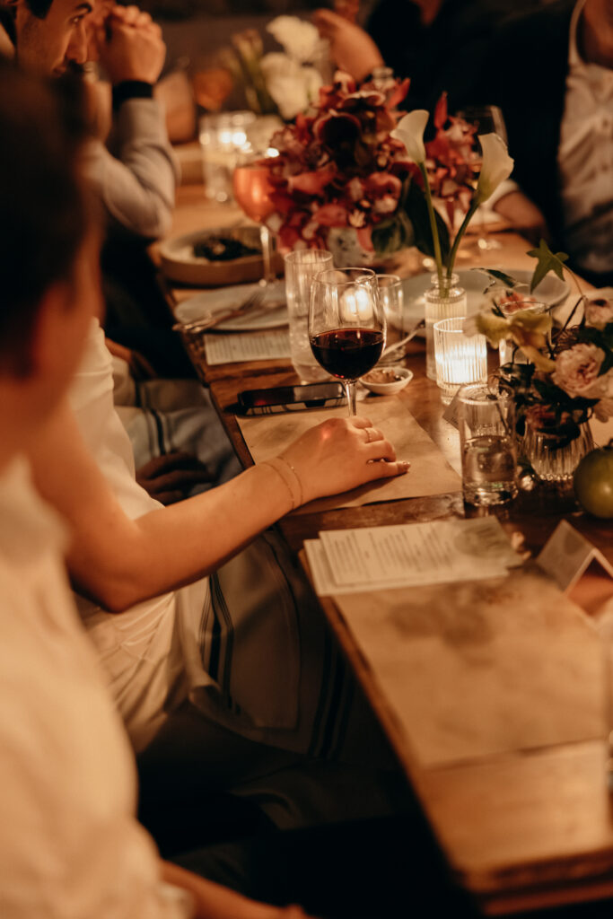 People having dinner at the wedding celebration at Aurora Williamsburg